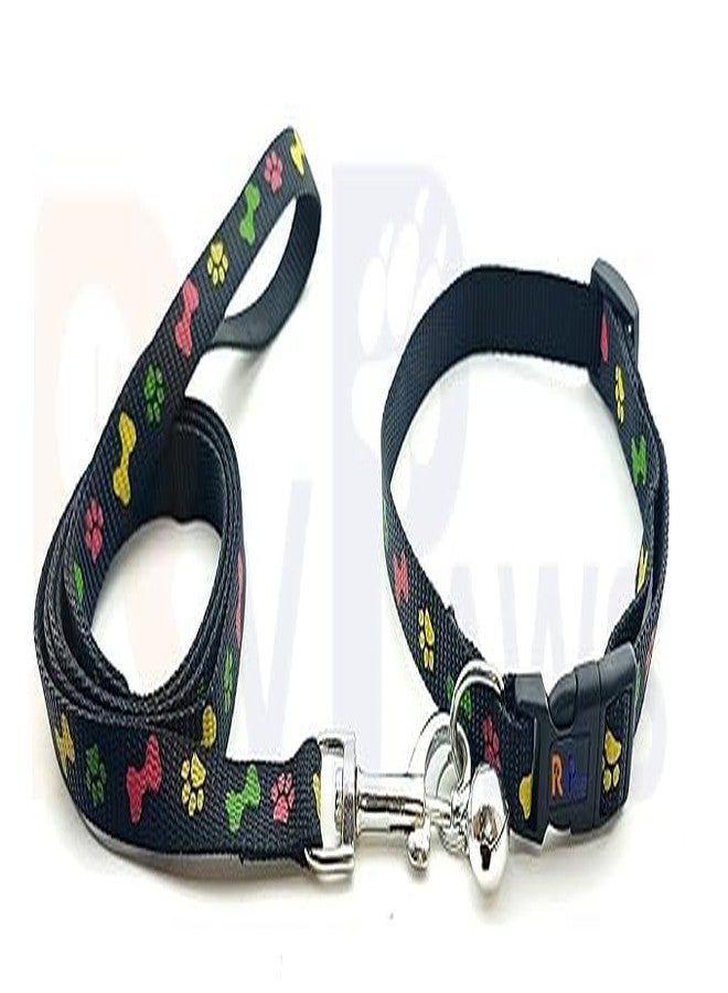 Pups&Pets طقم طوق ومقود للكلاب من Pups&Pets، مزين بطبعة جراء، طوق نايلون قابل للتعديل مع مقود للكلاب الصغيرة والمتوسطة، طقم طوق ومقود ملون للجراء والكلاب والقطط 15 مم - Image 4